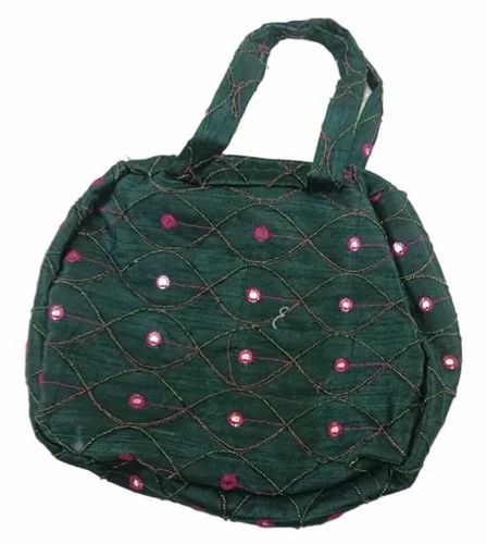 Women Dark Green Fabric Handbag