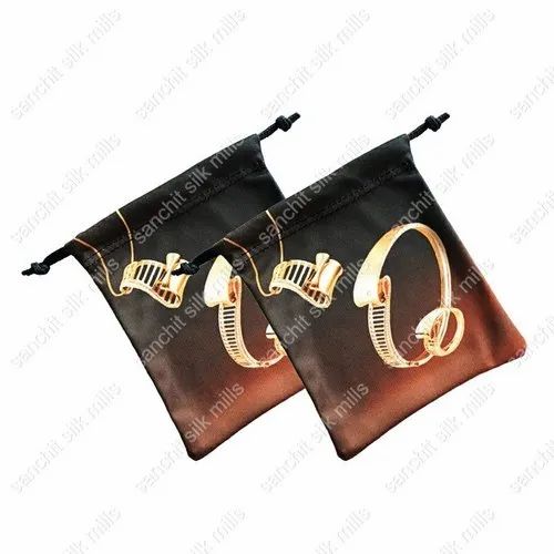 Jewellery Printed Satin Pouch, For Wedding Anniversary,party Etc., Capacity: 500 Gram