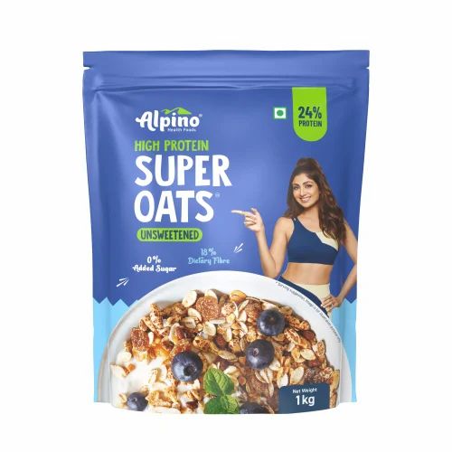 Instant 1 Kg Alpino High Protein Unsweetened Oats, Packaging Type: Packets
