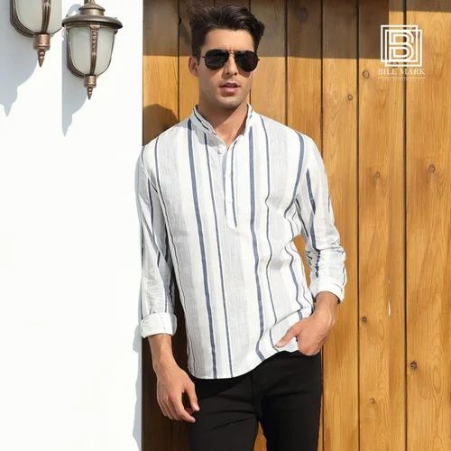 Printed Mens Linen Tunics, Sleeve Type: Full Sleeve