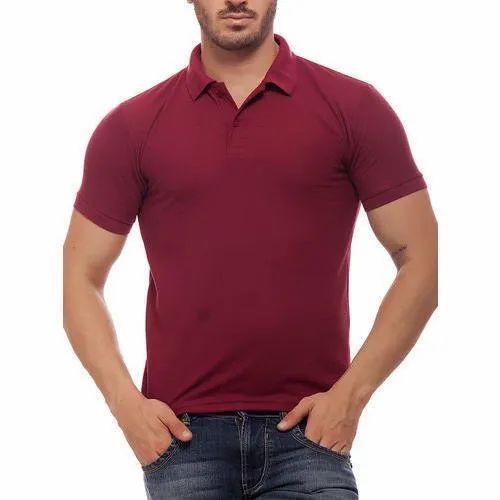 Cotton Men Collar T Shirt, Polo Neck