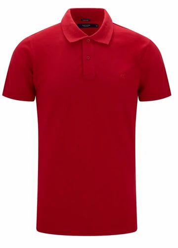 Plain Cotton Red Men Collar T Shirt, Polo Neck