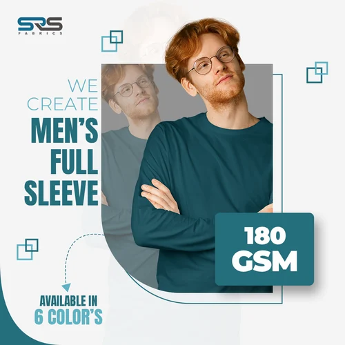 Cotton Men Full Sleeves T Shirt, 180 GSM