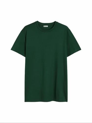 Plain Cotton Drak Green T-shirts, Round Neck