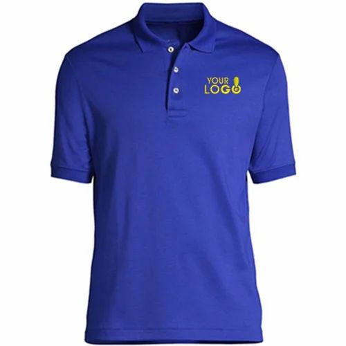 Logo printed custom corporate Collar neck tshirt, Size: Medium