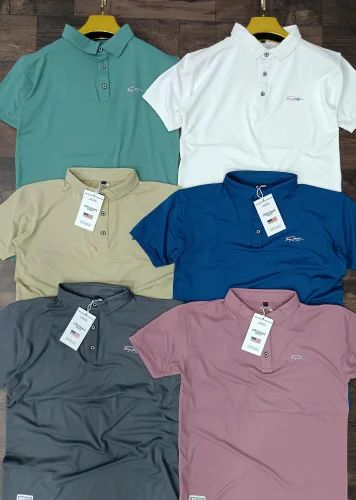 Plain Lycra Cotton Polo Men T Shirt
