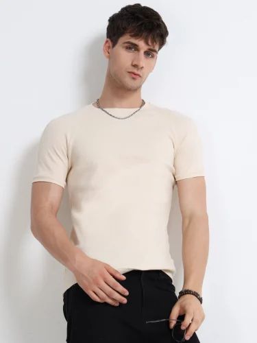 M2302 Ragalan Half Sleeve Mens Beige T Shirt