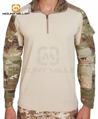 Men Nylon Lycra Multicam C-Type Full Sleeves Tactical T-Shirt