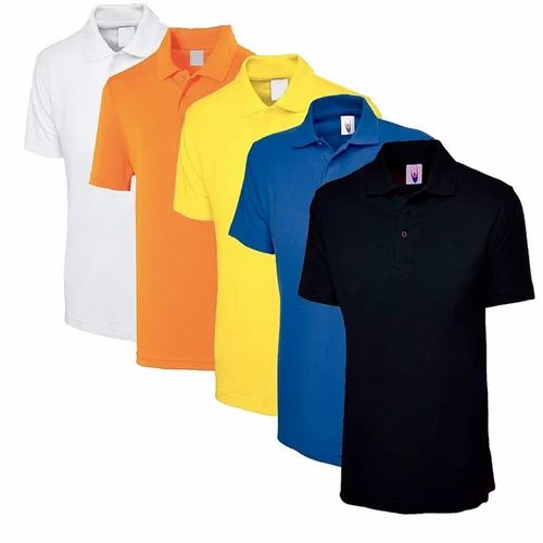 Cotton Plain Men Collar T Shirt, Polo Neck