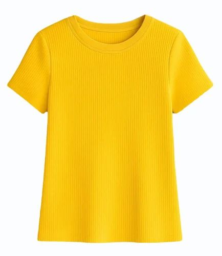 Yellow Mens Plain Cotton T Shirt