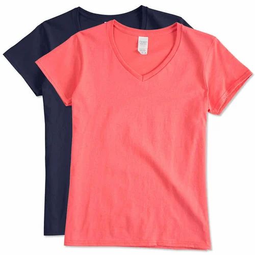 Half Sleeve Casual Wear Cotton Ladies V Neck T-Shirt