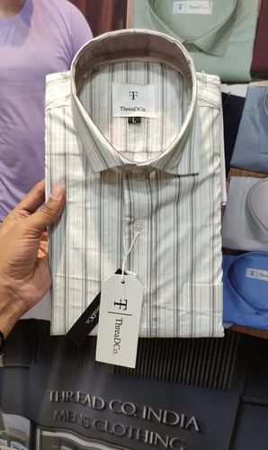 Stripes Mens Cotton Lining Shirts, Formal, Full Sleeves