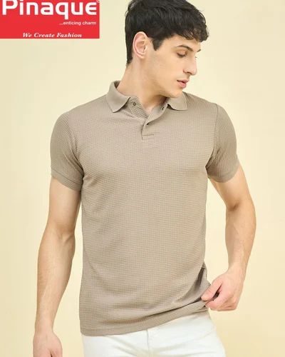 Knit Fabric Men Collar T Shirt, Polo Neck