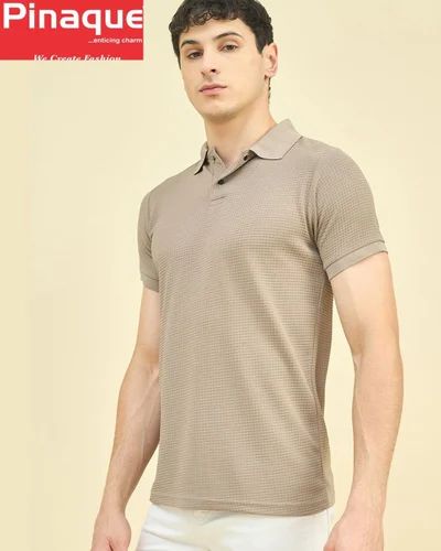 Cotton Plain T Shirt For Men, Size: Medium, Polo Neck
