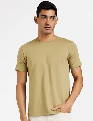 Cotton Beige Round Neck Promotional T Shirt