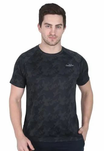 Round Neck Military Army Camouflage Print Activewear Dry Fit T Shirt
