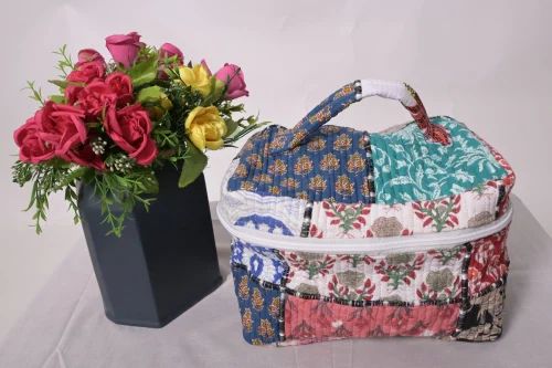 Cotton Patchwork Cosmetic Bag