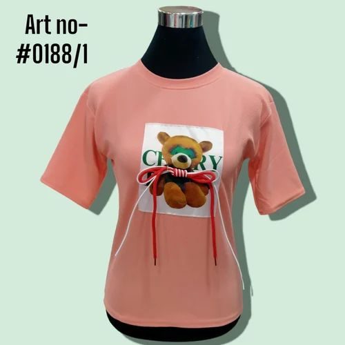 Half Sleeve Cotton Ladies Round Neck T Shirt, Casual Wear