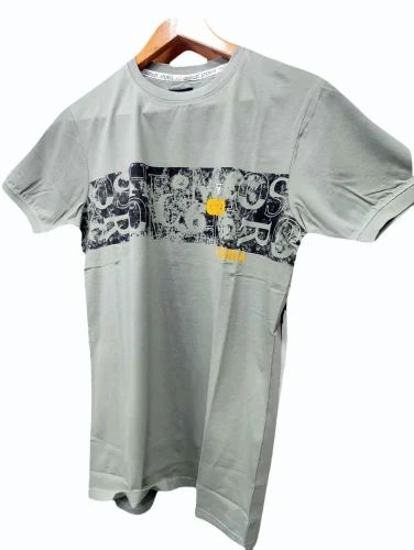 Poly Cotton Light Grey Mens Grey Round Neck T Shirt, Size: Large, Half Sleeves