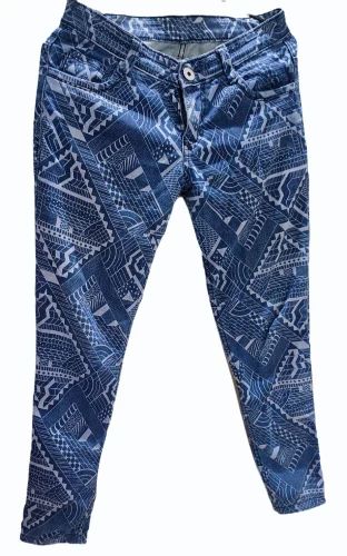 Blue Ladies Printed Jeans