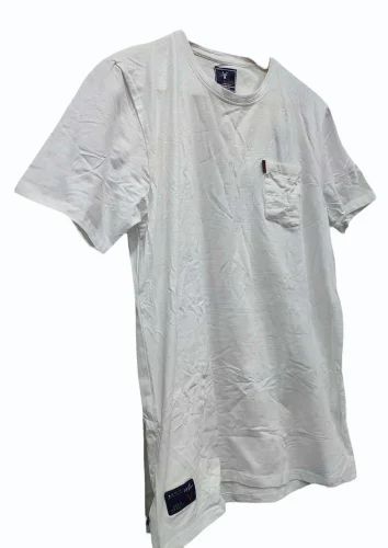 Poly Cotton Off White Mens Plain Round Neck T Shirt