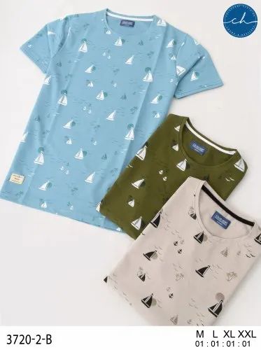 Cotton Printed Men Designer Tshirt, Round Neck