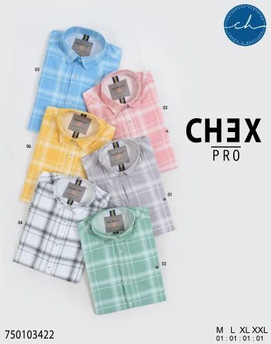 Check Pure Cotton Mens Chex Shirts, Casual, Full Sleeves