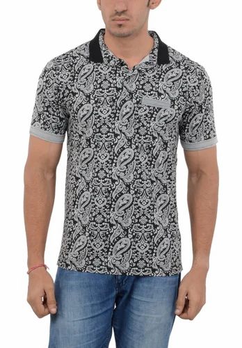Poly Cotton Printed Mens Casual T Shirt