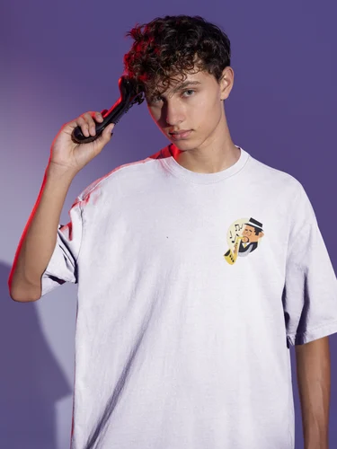Cotton Graphic Print Addiz Drop Shoulder Character t-shirt for Men, Round Neck