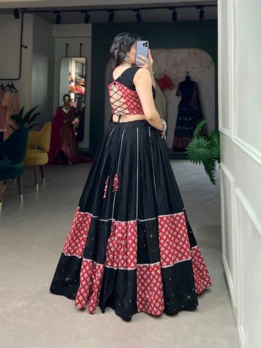 Black Navratri Dress For Women, Dry clean