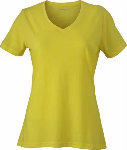 Behariji Enterprises Half Sleeve Ladies Plain V Neck T-Shirt, Size: XS-XXL
