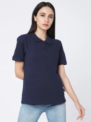 Casual Wear Girls Plain Collar T-Shirt