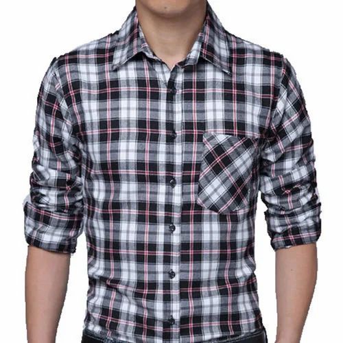 Cotton Men Casual Check Shirt, Full sleeves