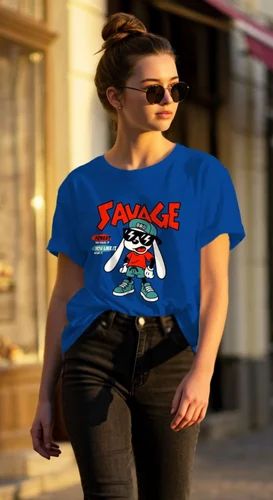 Dagcros Savage Dog Graphic T-Shirt, Round Neck