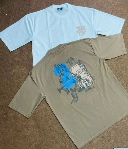 Black Linen Graphic T-Shirt Set, Size: Small