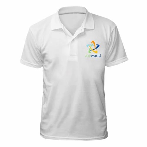 Graphic Printed Polyester White Sublimation Collar T-Shirt