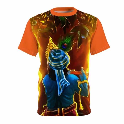 Polyester Digital festive Printed T Shirts, Round Neck