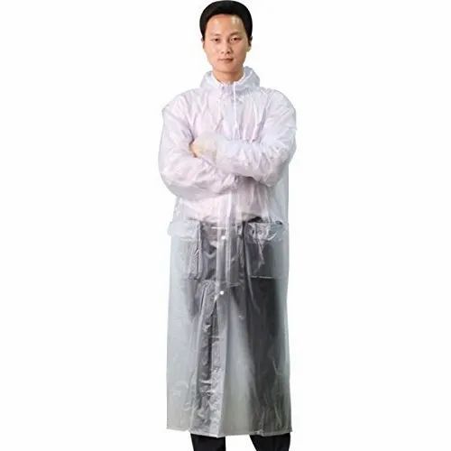 L Mens Transparent Raincoat, Rain-Ware Coat, Freesize Raincoat