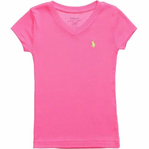 Baby Pink Girls V Neck T Shirt