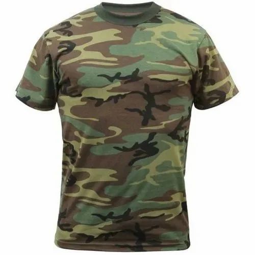 Half Sleeves Cotton Camouflage Army Print T-Shirt