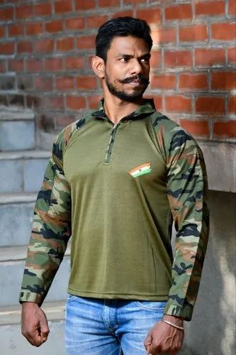 Polyester Unisex Uri Army T Shirt, Camouflage