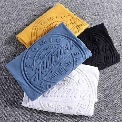 Printed 3d Fabric Embossing Tshirt, Round Neck