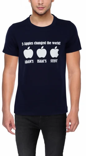 Male Navy Blue 3 Apples Navy Color T Shirts