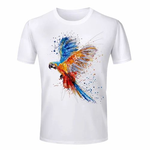 White Cotton Men 3D T Shirts