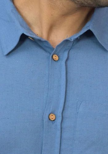Plain Mens Sky Blue Solid Cotton Shirt