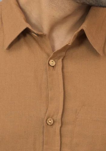 Plain Mens Brown Solid Cotton Shirt