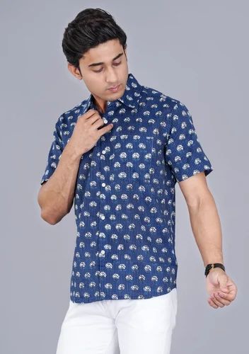 Mens Printed Cotton Shirt, Formal, Full Sleeves