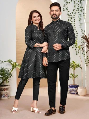 Look Trendy& Comfortable Cotton J- CARD Fabric Couple Combo Set With Plus Size