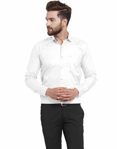 Men White Shirts, Cotton, Plain