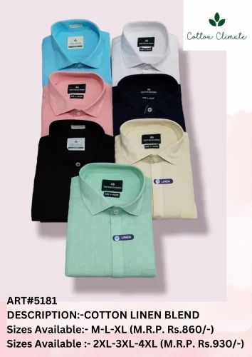 Linen Blended Mens Shirt, Sleeve Type: Full sleeves